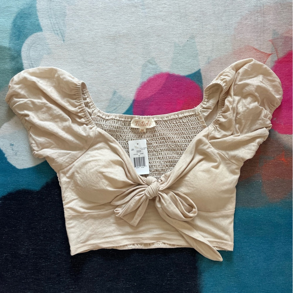 Dry Goods Tan Tie Crop Top